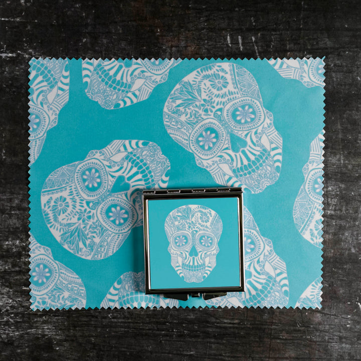 Day of the Dead Skull Folding Mirror and Lens Cloth
