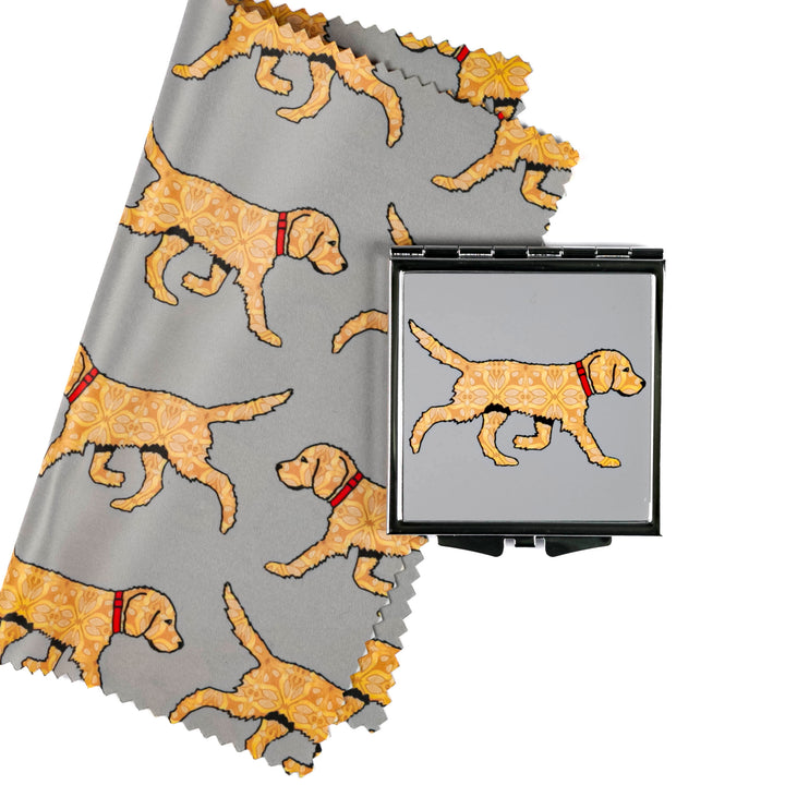Labradoodle (Blonde on Grey) Compact Folding Mirror