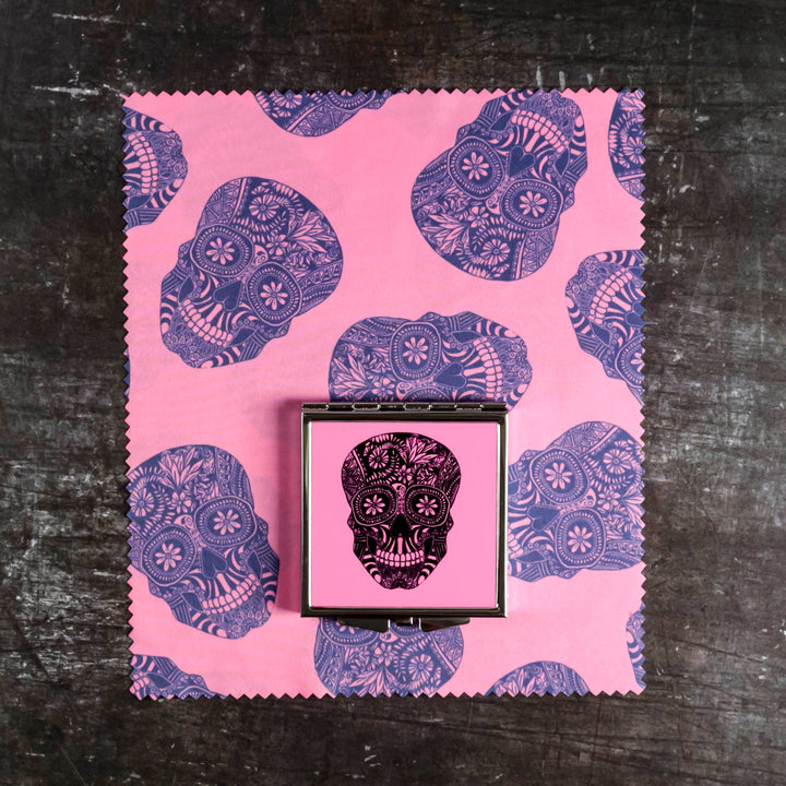 Illustrated Skull Compact Folding Mirror