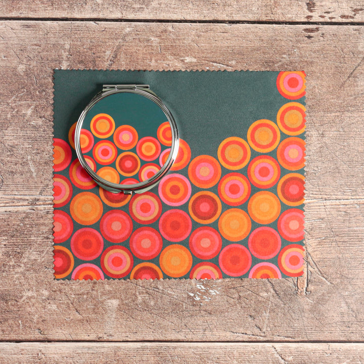 Volcanic Circles Compact Folding Mirror and Lens Cloth