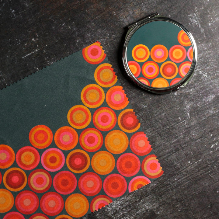 Volcanic Circles Compact Folding Mirror and Lens Cloth