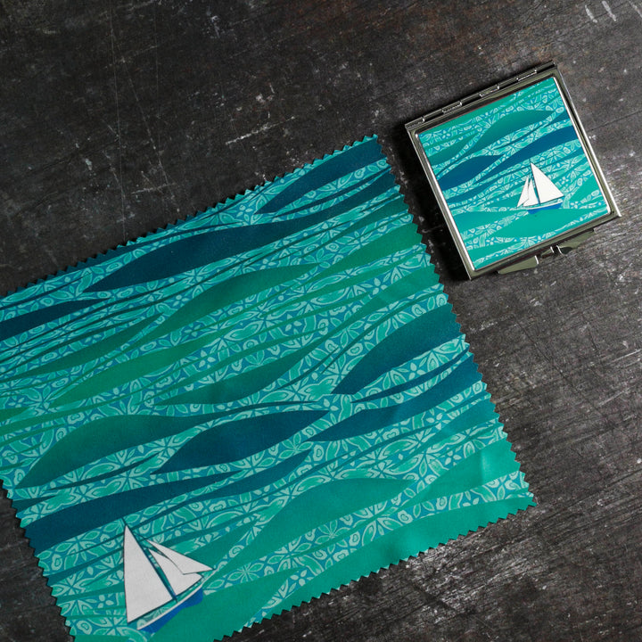Caribbean Sea Folding Mirror and Lens Cloth