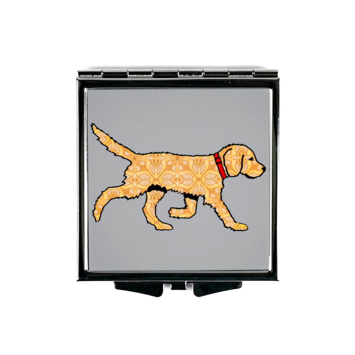 Labradoodle (Blonde on Grey) Compact Folding Mirror