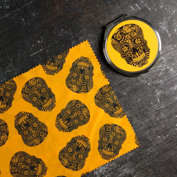Day of the Dead Skull Folding Mirror and Lens Cloth