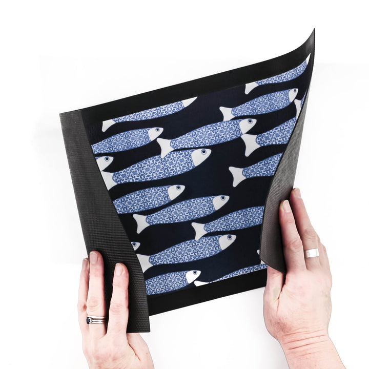 Blue-Black Ocean Shoal Pet Food Mat - DoodlePippin