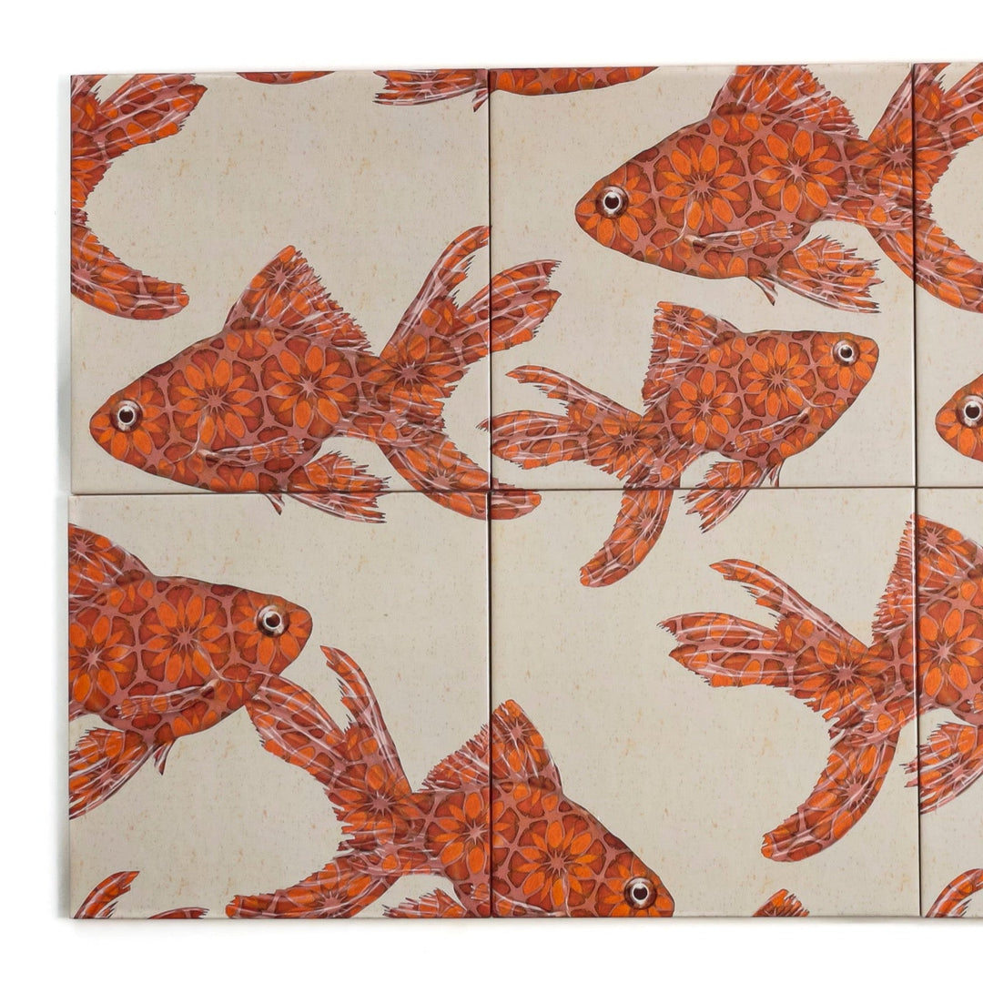 Goldfish tile - Large Scale - FIRED INK Version