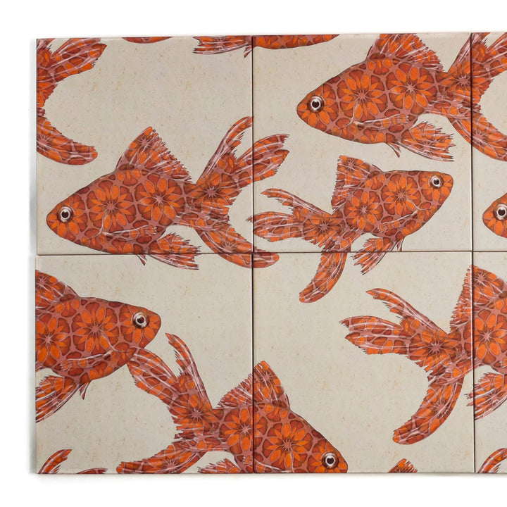 Goldfish tile - Large Scale - FIRED INK Version