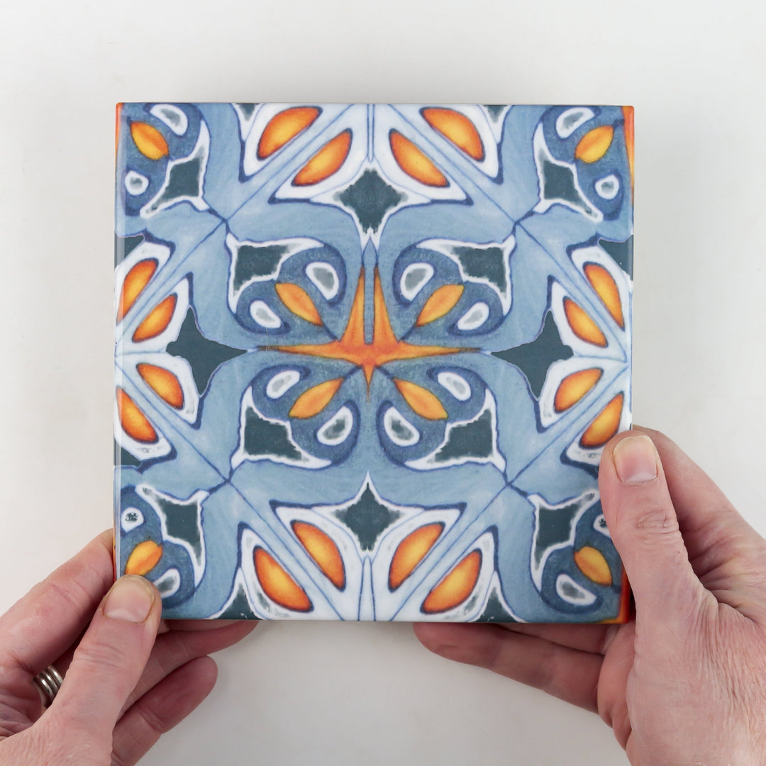 Alhambra tile - Spiky Centre -  FIRED INK Version