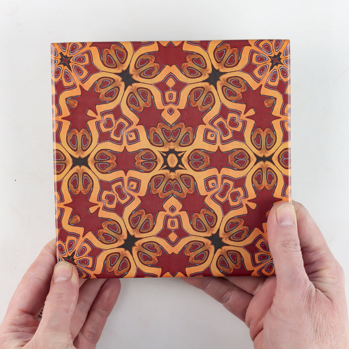 Rich Red Medieval Tiles -  FIRED INK Version