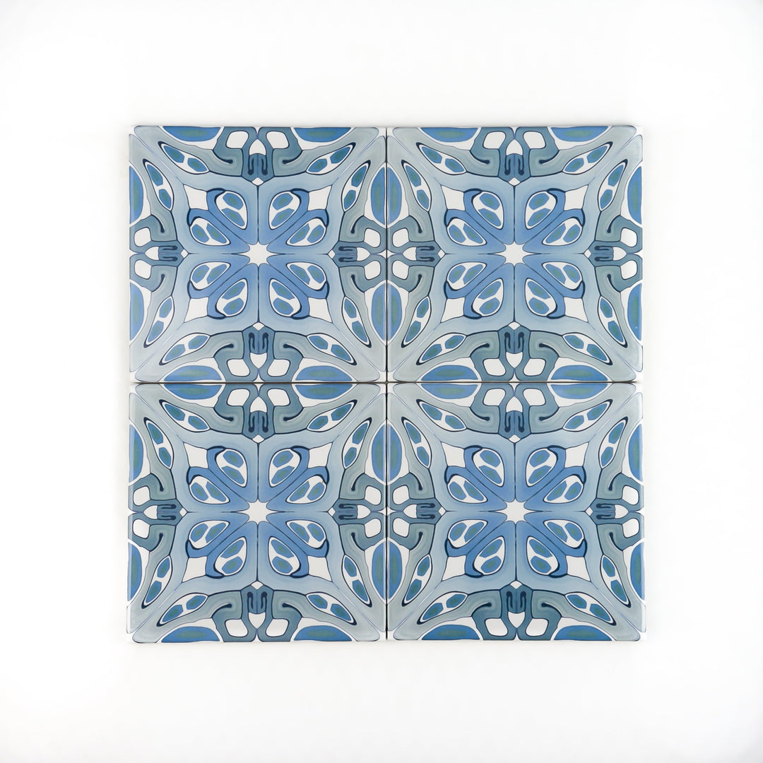 Suzanne tile in blue grey -  FIRED INK Version