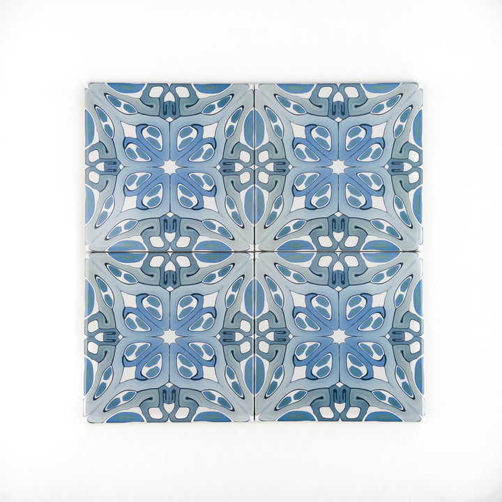 Suzanne tile in blue grey -  FIRED INK Version