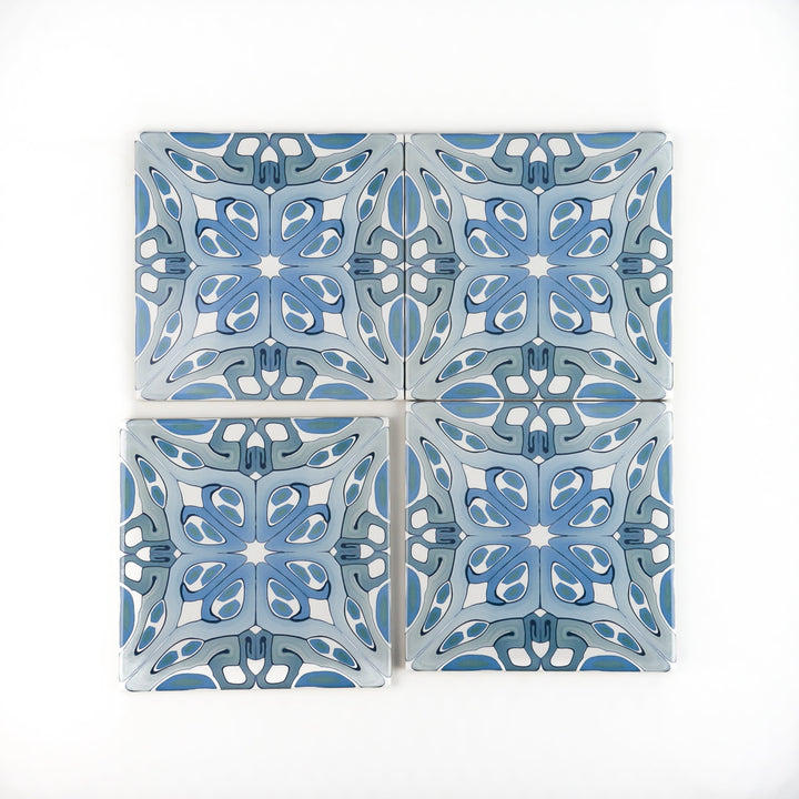 Suzanne tile in blue grey -  FIRED INK Version