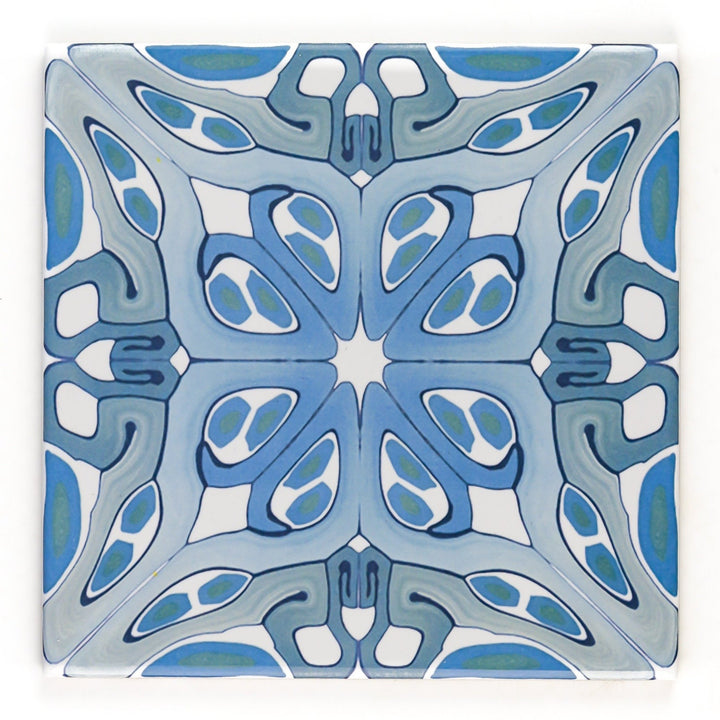 Suzanne tile in blue grey -  FIRED INK Version