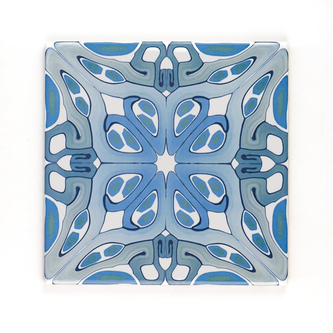 Suzanne tile in blue grey -  FIRED INK Version