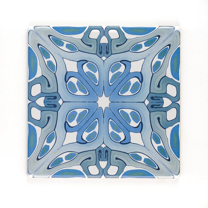Suzanne tile in blue grey -  FIRED INK Version