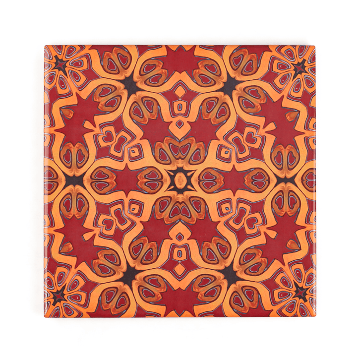 Rich Red Medieval Tiles -  FIRED INK Version