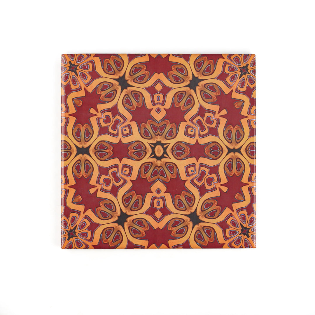 Rich Red Medieval Tiles -  FIRED INK Version