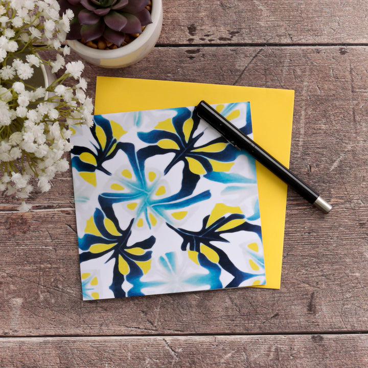Zingy Blue Yellow Abstract Card