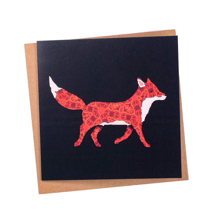 SALE Red Millefiori Single Fox on Black Card