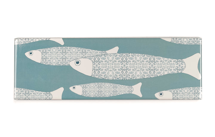 Grey Blue Ocean Shoal tiles - 30x10cm -  FIRED INK Version
