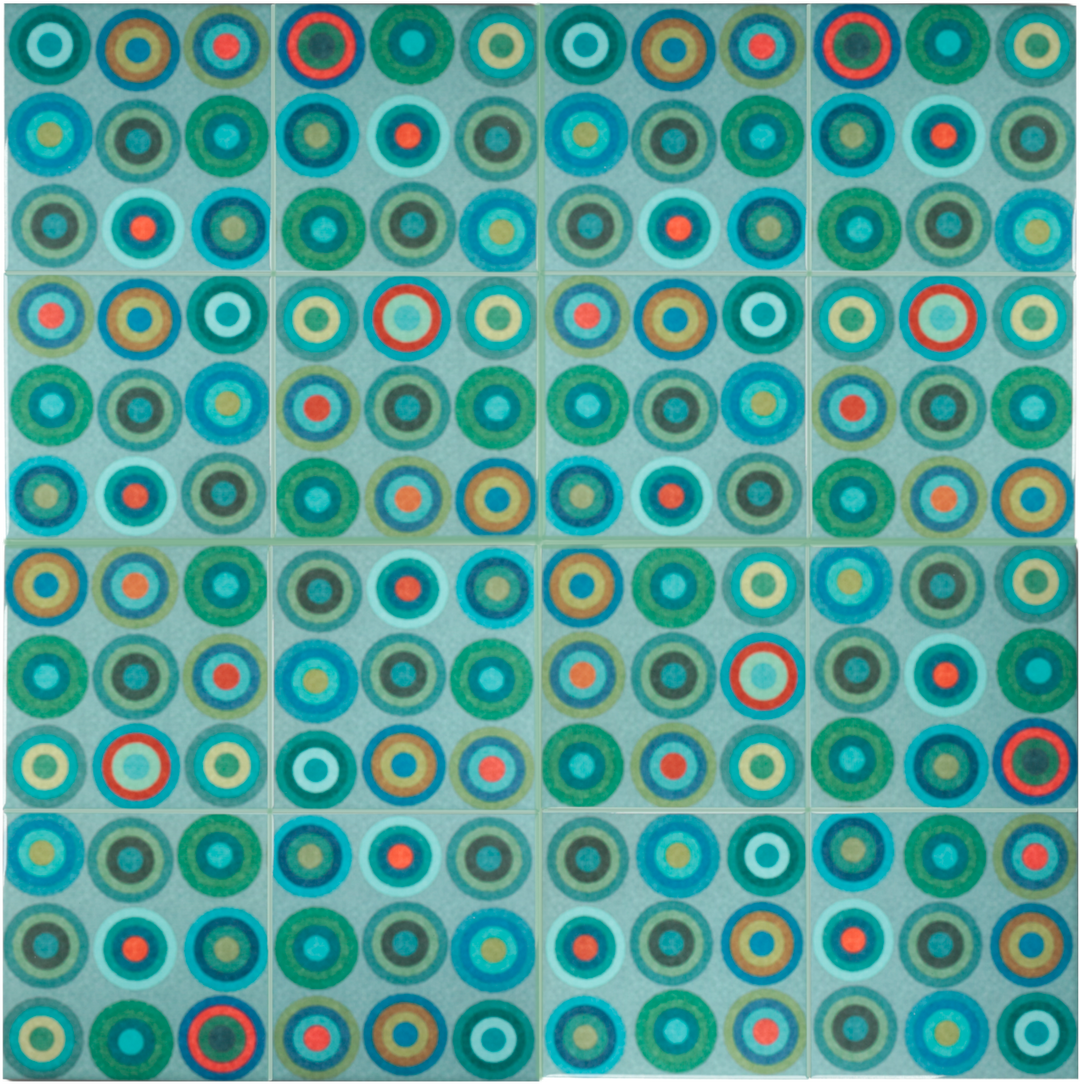 Abstract Circles Green blue tiles