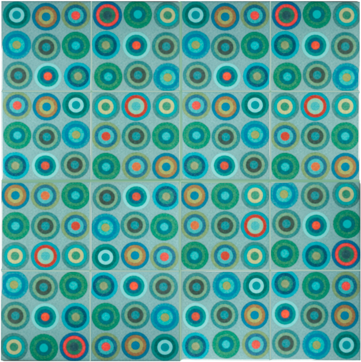 Abstract Circles Green blue tiles