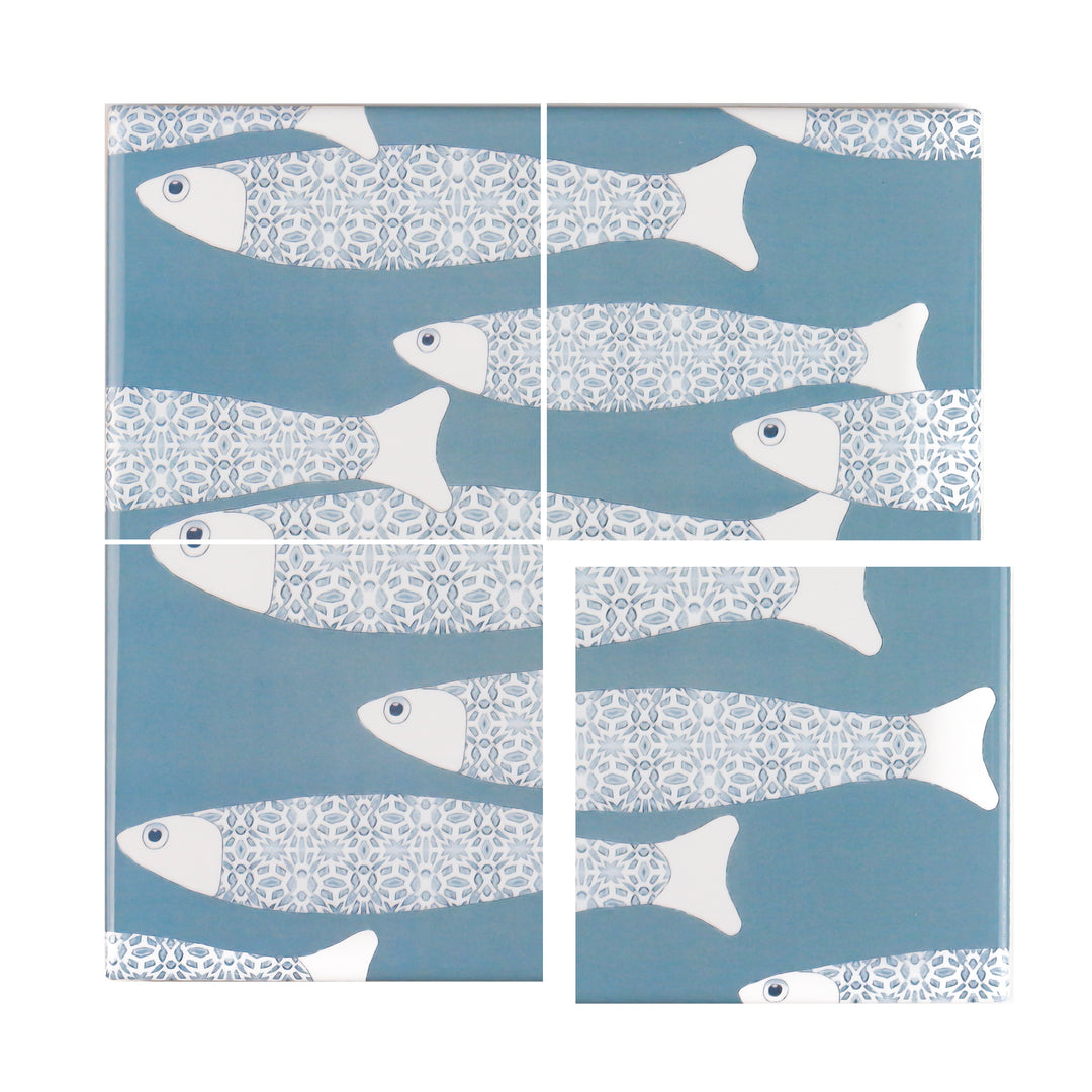 Ocean Shoal tile - Large Scale - Grey Blue - FIRED INK Version