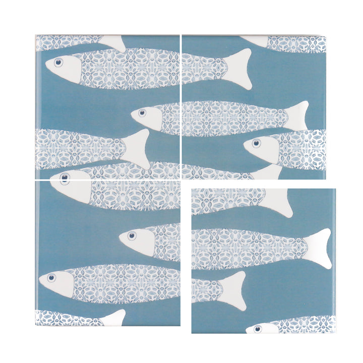 Ocean Shoal tile - Large Scale - Grey Blue - FIRED INK Version