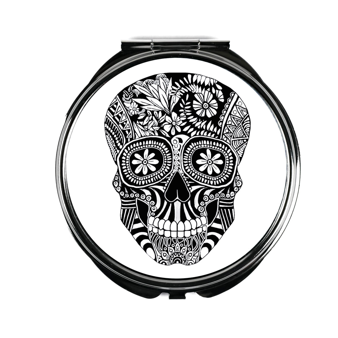 Day of the Dead Skull Folding Mirror and Lens Cloth