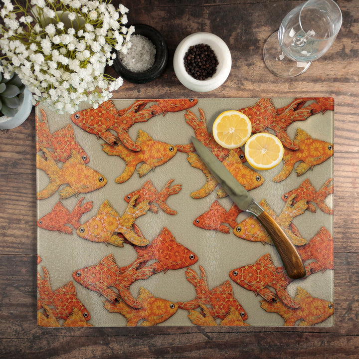 Goldfish on Stone Cutting Board / Heatproof Pan Rest