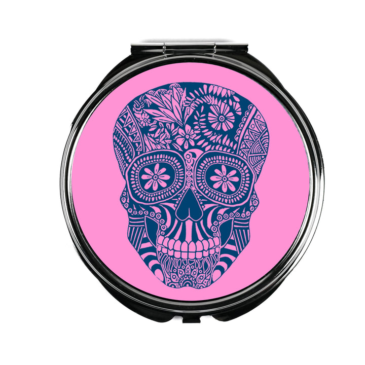 Illustrated Skull Compact Folding Mirror