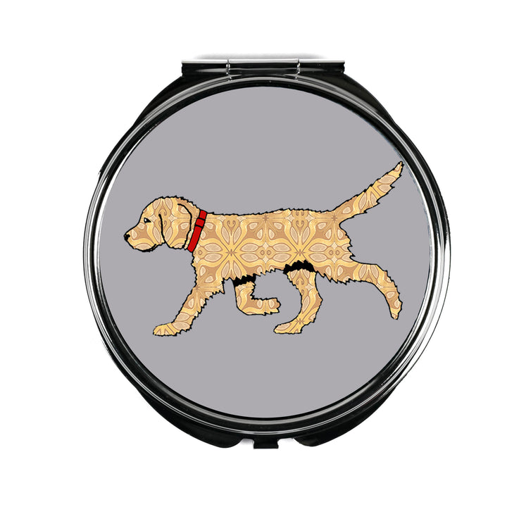Labradoodle (Blonde on Grey) Compact Folding Mirror