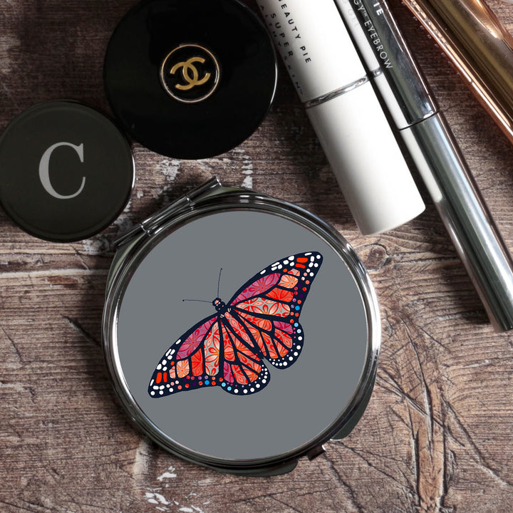 Red Butterfly Compact Folding Mirror