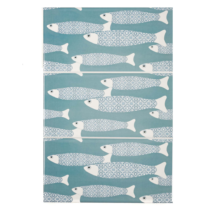 Grey Blue Ocean Shoal tiles - 20x10cm -  FIRED INK Version