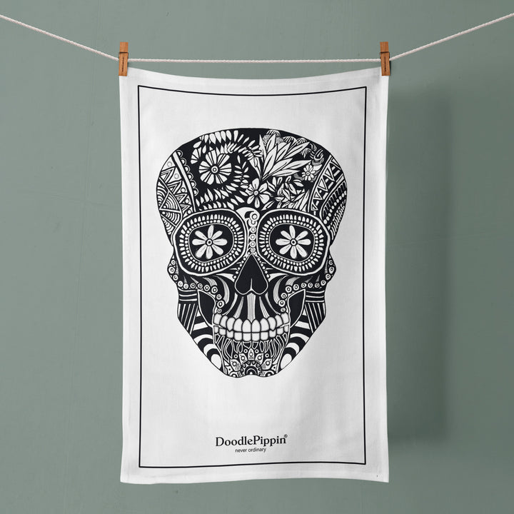 Sale | Day of the Dead / Illustrated Skull tea towel - 100% Cotton