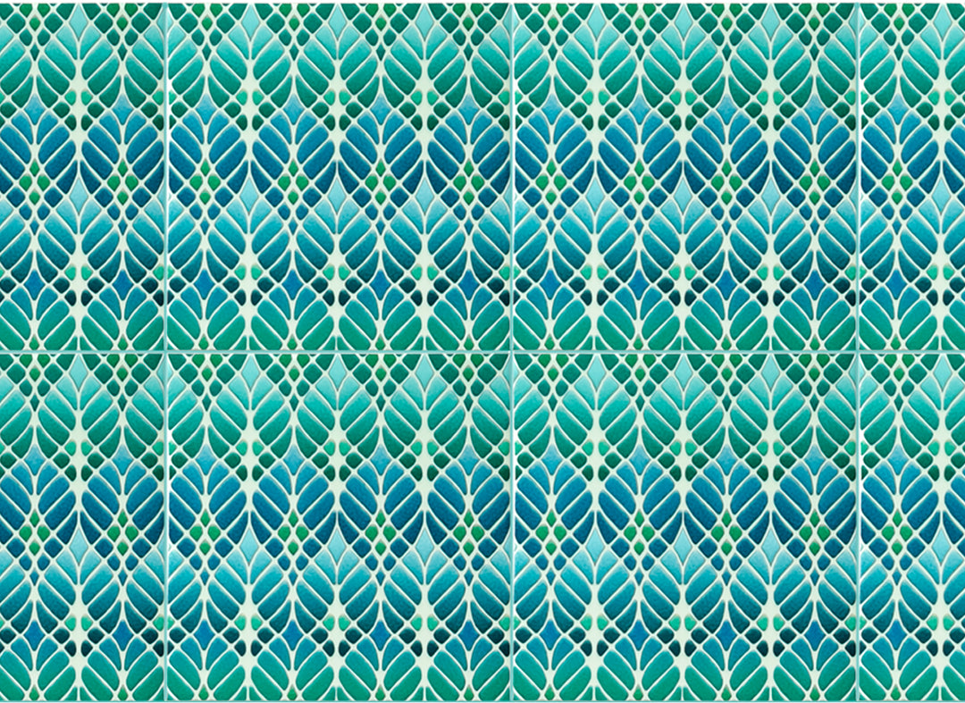 "Malachite Twining" Green blue kitchen tiles