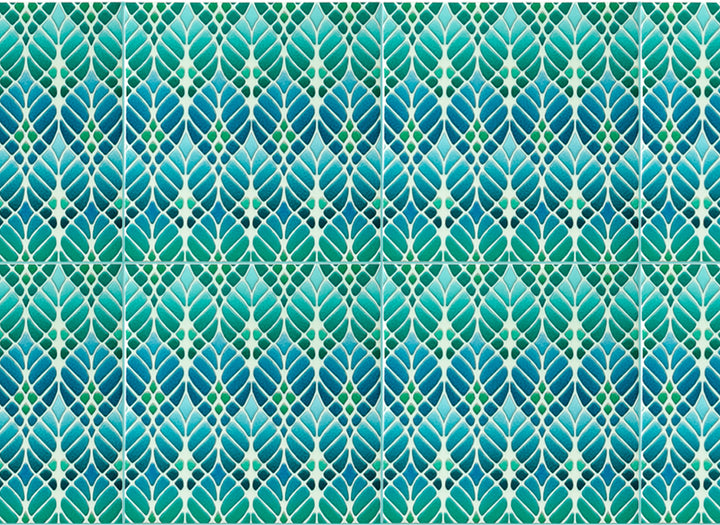 "Malachite Twining" Green blue kitchen tiles