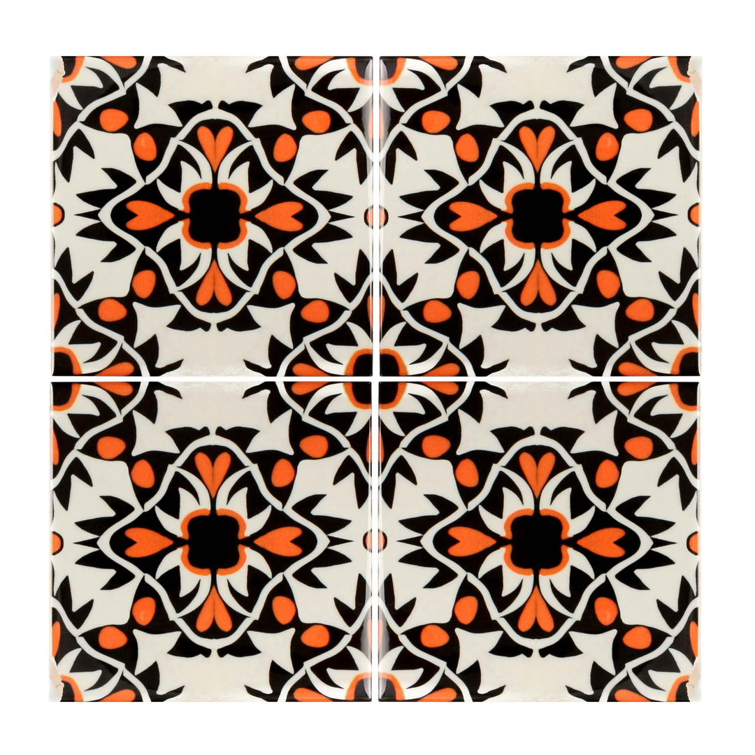 Aztec Orange Black Cream Tiles