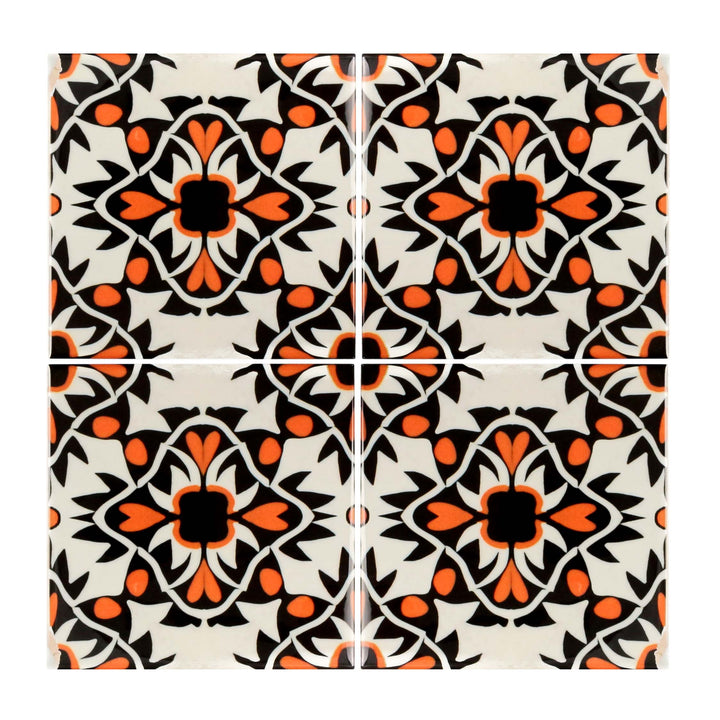 Aztec Orange Black Cream Tiles