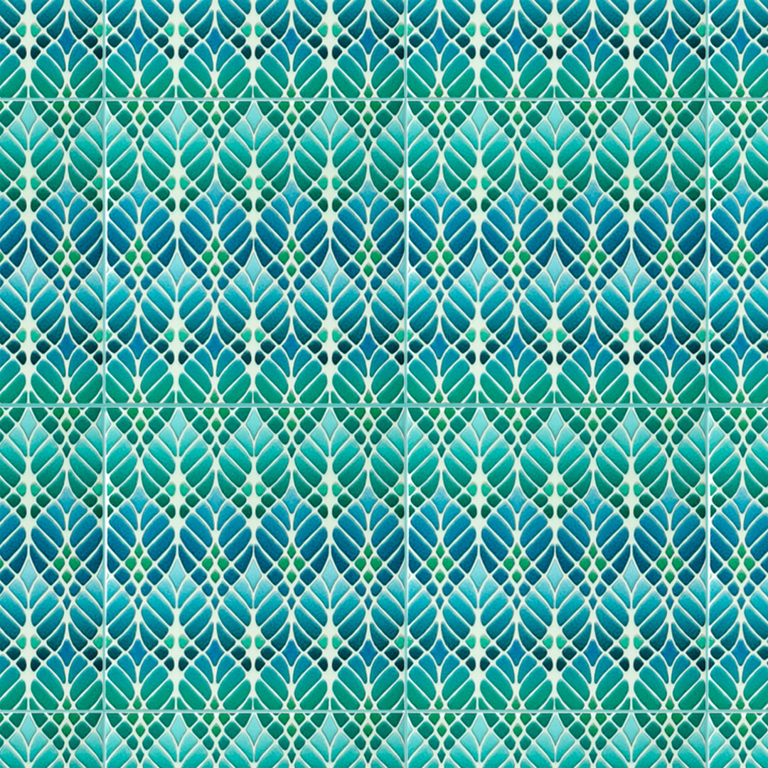 "Malachite Twining" Green blue kitchen tiles