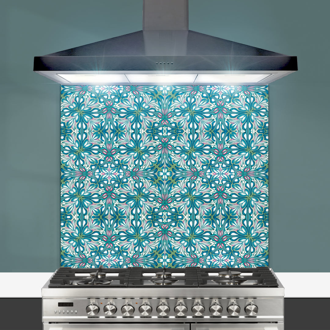 Flourishing Garden Kitchen Splashback - Green / Blue