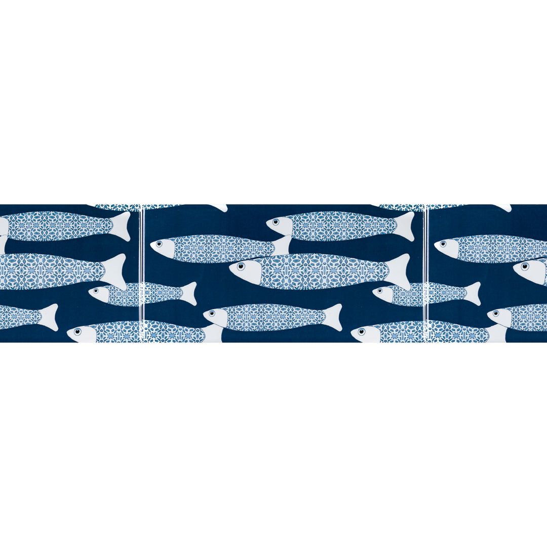 Navy Blue Ocean Shoal tiles - 20x10cm -  FIRED INK Version