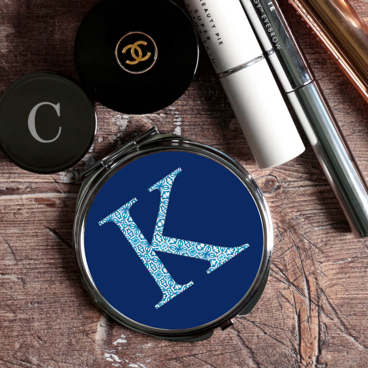Personalised Initial Compact Folding Mirror and Lens Cloth