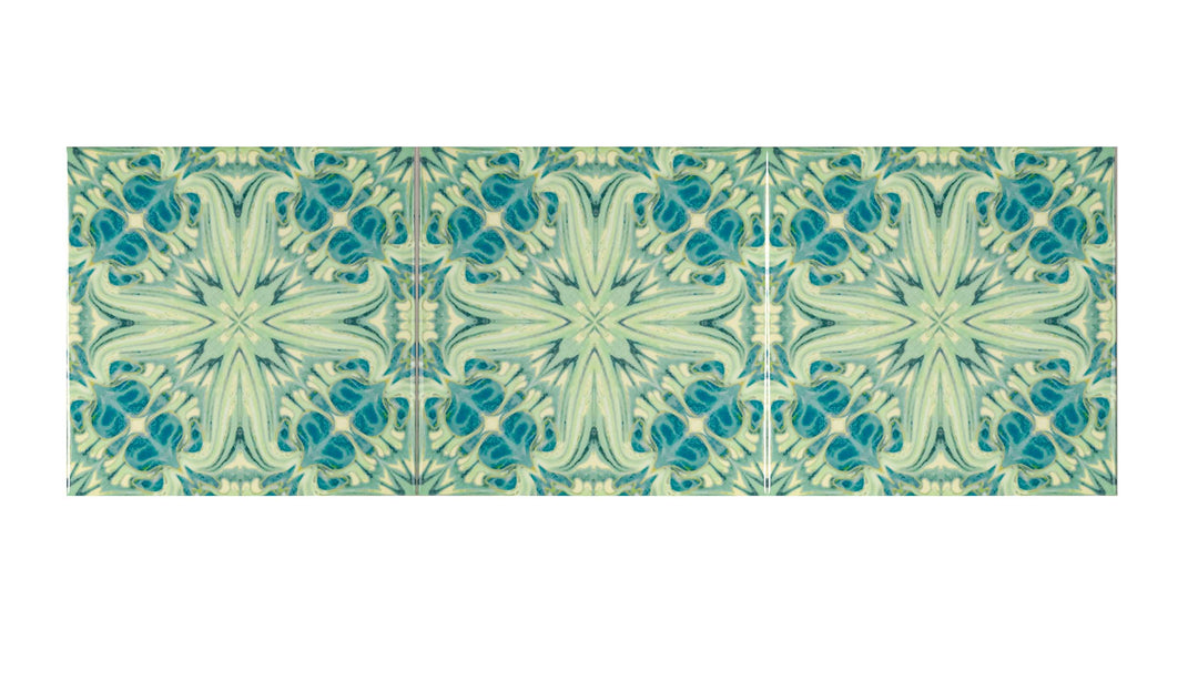 Blue Green Vintage Botanical Tiles