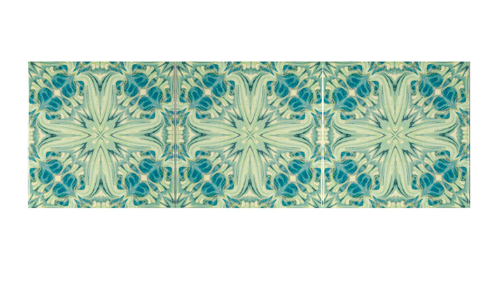 Blue Green Vintage Botanical Tiles