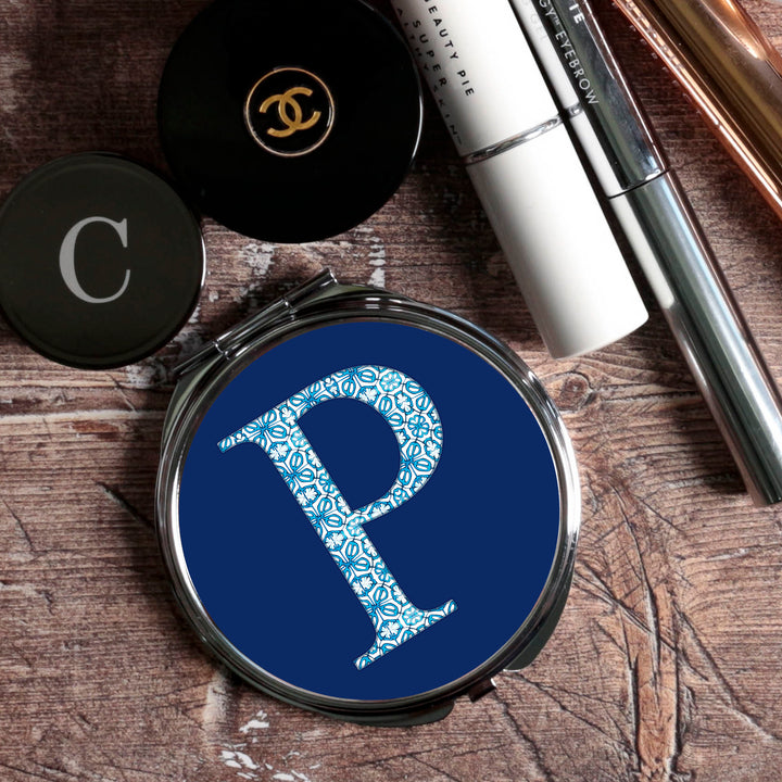 Personalised Initial Compact Folding Mirror and Lens Cloth