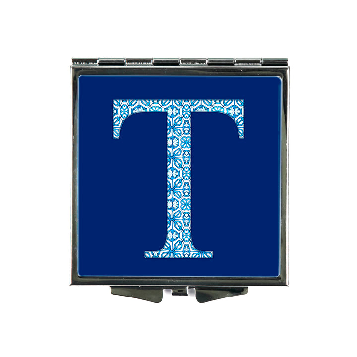 Personalised Initial Compact Folding Mirror and Lens Cloth