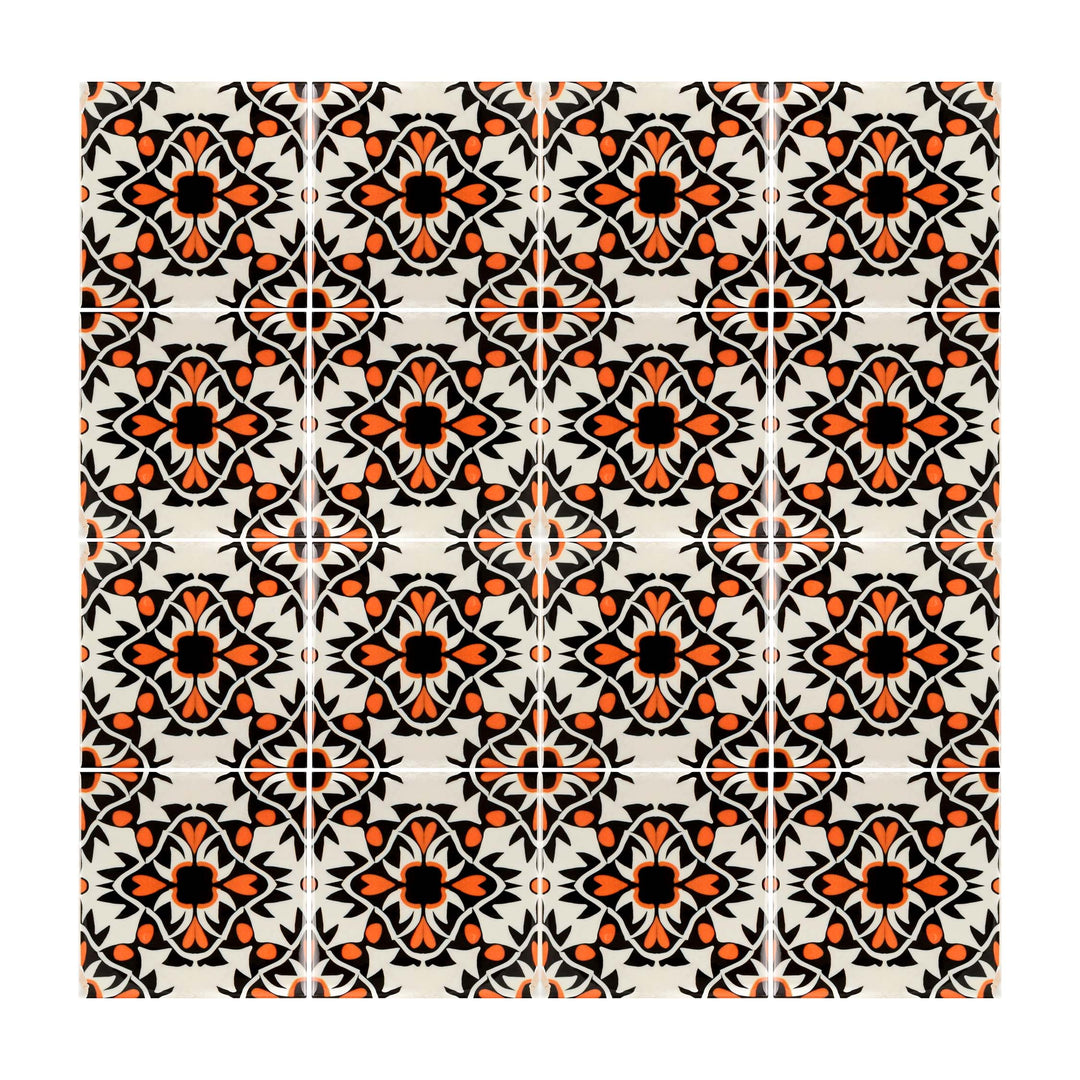 Aztec Orange Black Cream Tiles