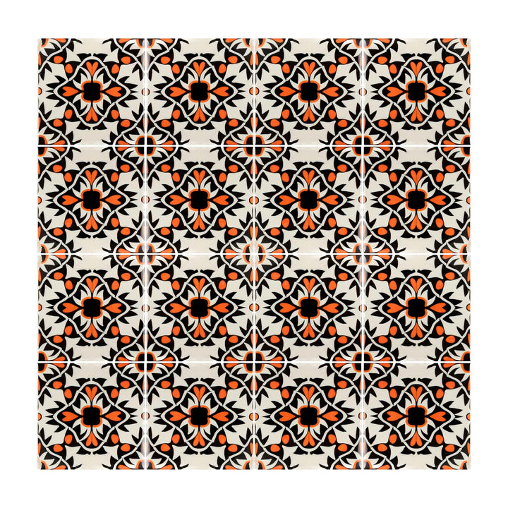 Aztec Orange Black Cream Tiles