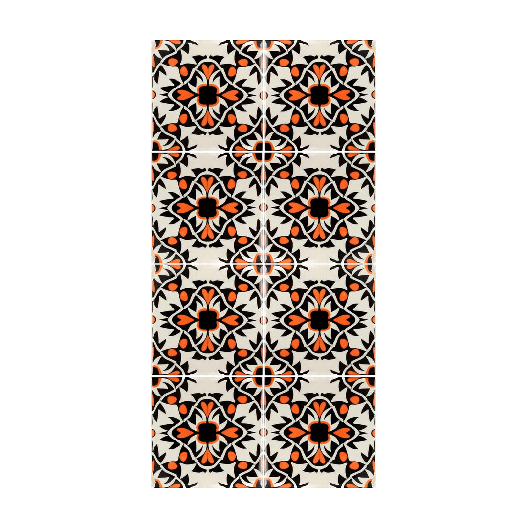 Aztec Orange Black Cream Tiles